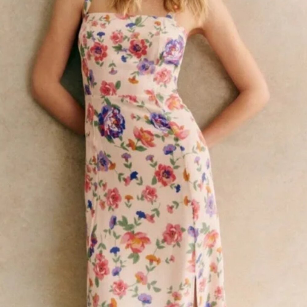 NWT Sezane Rosella Silk Dress In Monday Print-Size FR42/US10